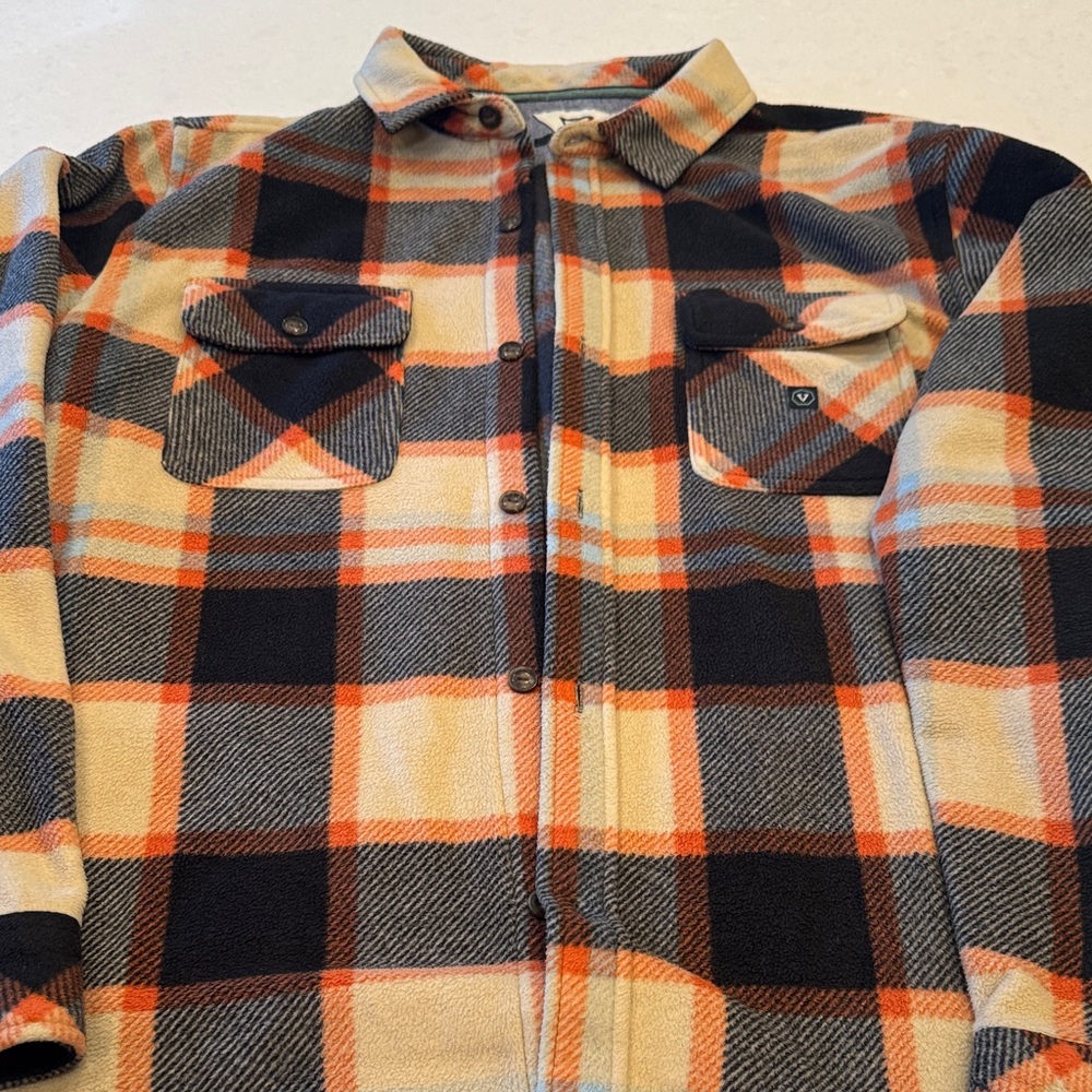VISSLA Plaid Shirt Jacket - Black, Orange, Cream